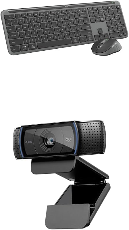 Logitech MK955 Signature Slim Wireless Keyboard and Mouse Combo, Bluetooth, Windows and Mac - Graphite + C920x HD Pro Webcam, Full HD 1080p, Works with Skype, Zoom, FaceTime, Hangouts, PC/Mac - Black by Unknown
