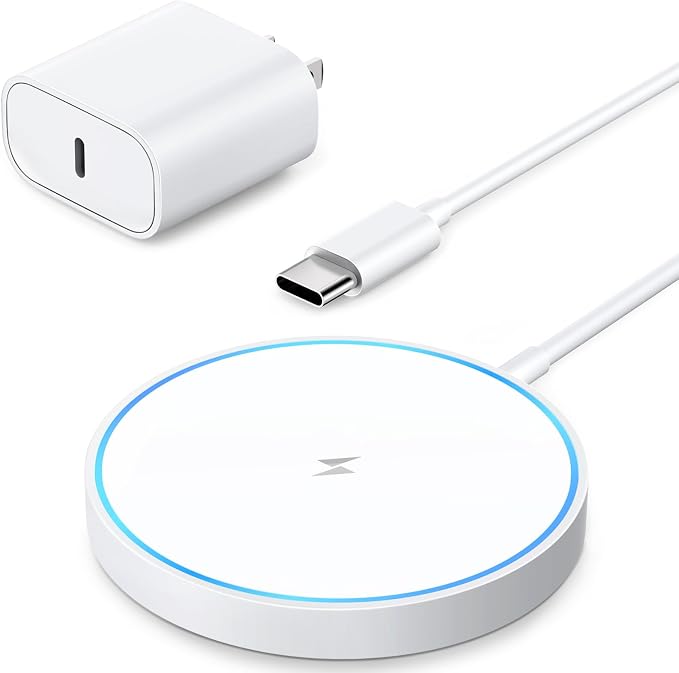 Magnetic Wireless Charger Mag Safe Charging Pad for iPhone 17/16/15/14/13 | 20W Type-C Adapter, Fast LED Charging for iPhone 17/17 Pro Max/16/15/15 Plus/14/13/12, Lightweight for Travel Bedside Desk by YOUNGREEN