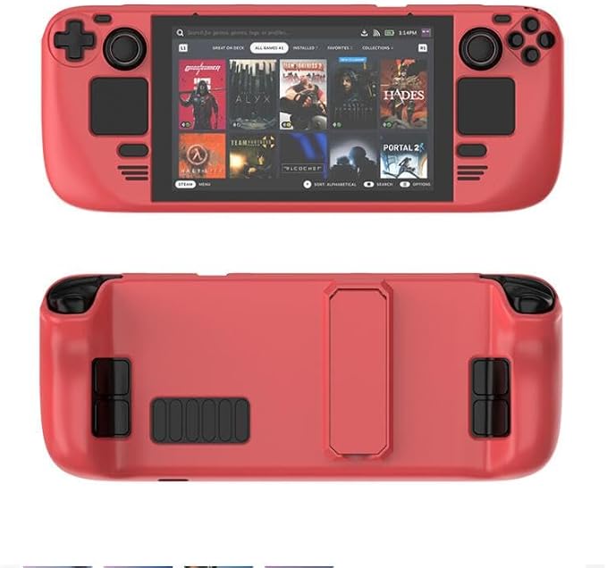 Kickstand Case for Steam Full, Fit, Comfortable Grip with Fingerprint Proof, Compatible with Game Handhelds (Watermelon Red) by Tangxi