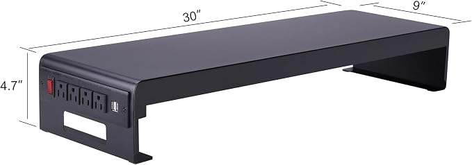 Rocelco 46" Height Adjustable Corner Standing Desk Converter with AC Outlet USB Charger and Dual Stand - Tabletop Computer Riser Workstation - Large Keyboard Tray - Black (R CADRB-46-ACUSB-DMS) - Image 5