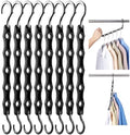 HOUSE DAY Space Saving Hangers 8 Pack, Closet Organizers and Storage | College Dorm Room Essentials with 5 Holes, Multi Hangers in One for Dorm, Apartment Storage Cascading - Black by HOUSEDAY