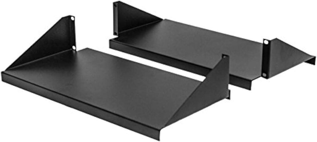 NavePoint Cantilever Server Shelf Rack Mount 19 Inch 2U Black 2 piece Set Center Weighted by NavePoint