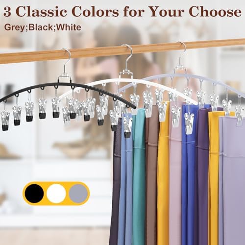2 Pack Legging Organizer for Closet 360° Swivel, Space Saving Metal Gym Clothes Hangers w/20 Clips Holds 20 Leggings, Closet Organizers and Storage, Room Organization Essentials, White - Image 5