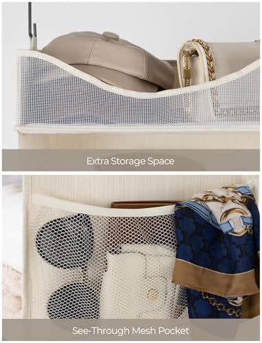 StorageWorks 3-Shelf Hanging Closet Organizer with Half Compartment | Add More Storage to Small Closets, a Side Pocket and Half Compartment, Ideal for Bedrooms, Dorms and RVs,Ivory White - Image 4