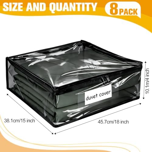 Plastic Storage Bags with Easy-Glide Zipper, Pack of 8, Durable Clear Vinyl Zippered Storage Bags for Clothes Sweaters Comforters Blankets Sheets Bedding (18 x 15 x 4 Inch, Transparent Black) - Image 2