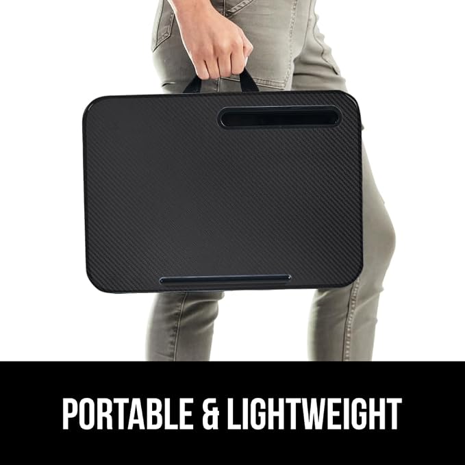 GORILLA GRIP Laptop Lap Desk with Phone Holder, Pillow Cushion Desks Fit Laptops up to 15.6", Tray Ledge Keep Computers in Place, Portable Travel Workstation Essentials for Home, Dorm Room, Black - Image 8