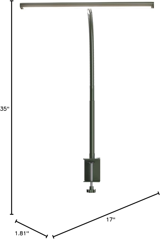 Airlonv LED Desk Lamp with Clamp, 17" Stepless Dimming Light, Green | 2700K-6500K, 100 LEDs, 360° Gooseneck, Fits Up to 30" Monitors, Flicker-Free Lighting for Home Office, Study& Workbench - Image 7