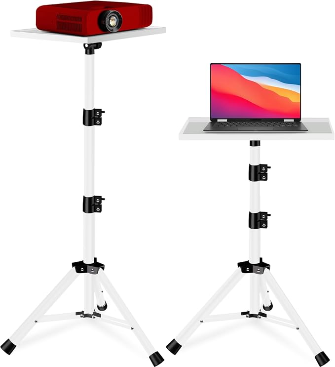 Projector Stand, 22 to 55 Inch Laptop Stand,Projector Tripod with Phone Holder,Tripod for Projector,DJ Equipment,Projector Stand for Outdoor Movies,Office, Home, Stage or Studio (White) by REHOSEUP