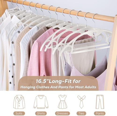 Plastic Hangers White Clothes Hanger 30 Pack | No Shoulder Bumps, 360°Swivel Hook, Thin, Space Saving for Closet, Fit for Suits Pants Heavy Duty Adult Coat Shirt Dress - Image 7