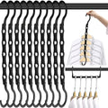 DUCOO Space Saving Hangers 10 Pack, Heavy Duty Magic Cascading Hanger Organizer with 5 Enclosed Anti-Slip Holes, Closet Organizers and Storage for Clothes, College Dorm Room Essentials, Black by Unknown