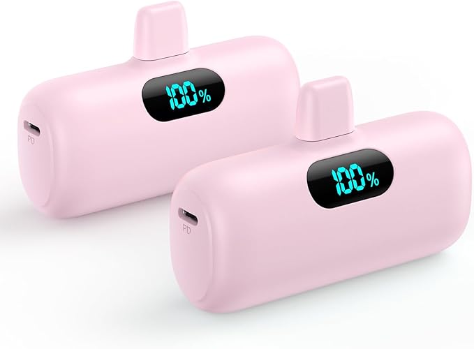 Mini Portable Charger for iPhone 14/13 Series,Upgraded 5000mAh PD Fast Charging Battery Pack,LCD Display Cute Power Bank Portable Phone Charger for iPhone 14/14 Pro Max/13/12 Pro/11/XS/XR/X/8/7/6 by HETP