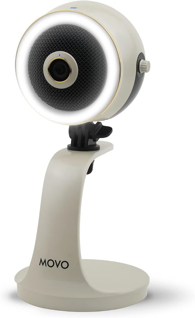 Movo WebMic HD Pro All-in-One Webcam with Mic and Ring Light in Pearl White- 1080p HD Camera, Pro Cardioid Condenser Microphone, LED Ring Light -HD Webcam For Streaming, Video Calls, Recording, Gaming by Movo