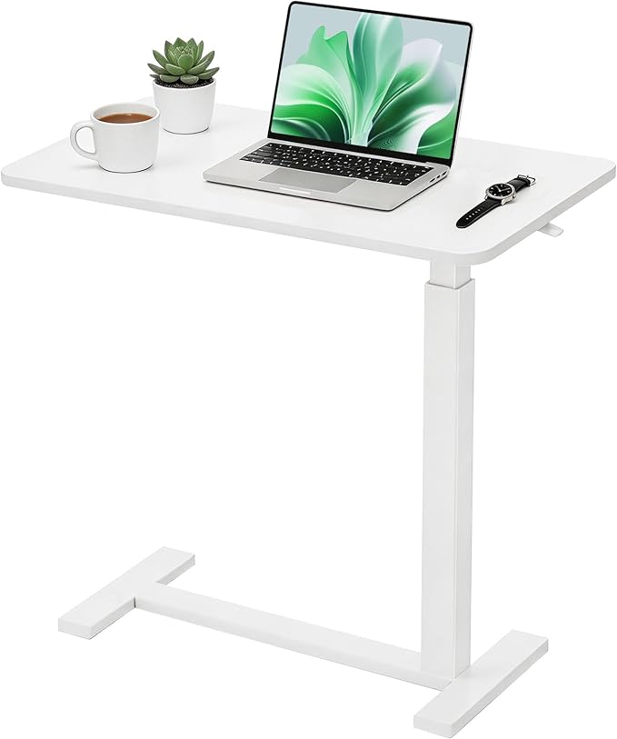 Mobile Standing Desk, Height Adjustable Laptop Desk with Hidden Casters | Stable Steel Frame, Smooth Lift Mechanism, Lockable Casters, Easy Assembly, Ideal for Home, Office & Dorm, White by SageNest
