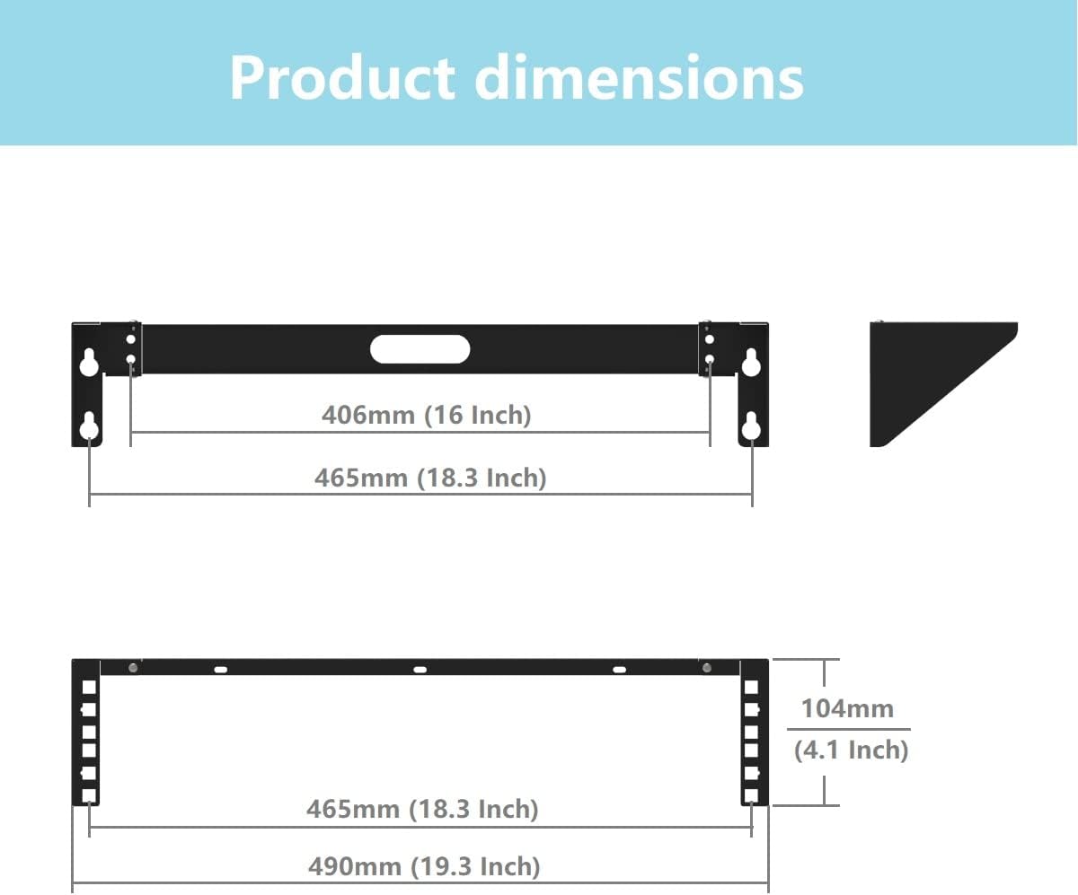 2U Foldable Wall Mount Patch Panel Bracket -Vertical Wall Mount Rack for 19 inches Networking Equipments Including Hardware (Pack of 2) - Image 3