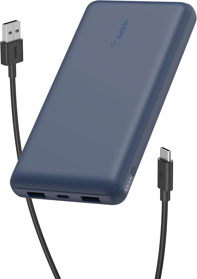 Belkin 20000mAh 15W 3 Port Power Bank, USB A to USB C Cable Included | Fast Charging, iPhone 17, Samsung Galaxy, Pixel, Airpods, iPad, Nintendo Switch 2, Battery Pack, USB C Port, USB A Port by Unknown