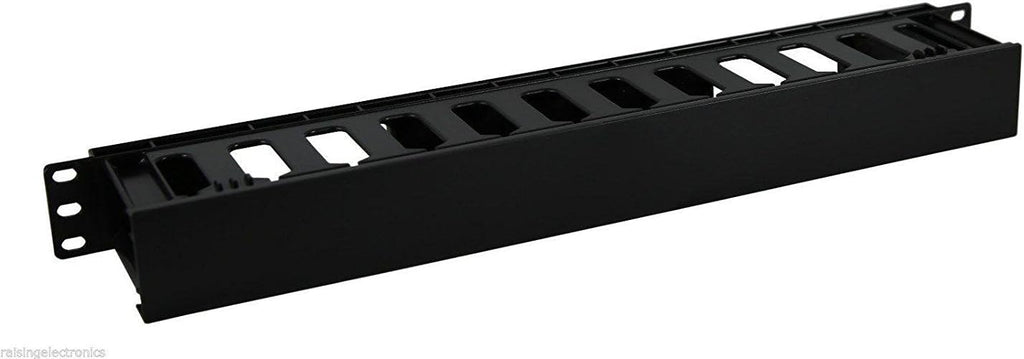 1U Horizontal Rack Mount Cable Management Unit with Panel Plastic 19" Rack Mount - Image 4