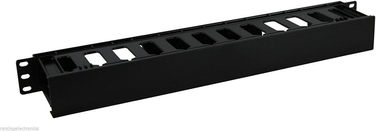 1U Horizontal Rack Mount Cable Management Unit with Panel Plastic 19" Rack Mount - Image 4