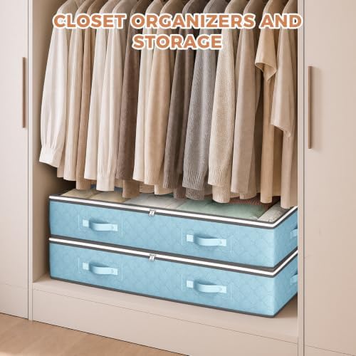 Budding Joy 4 Pack Under bed Storage, Storage Bins with Clear Lids | Underbed Storage Bags for Blankets, Towels, Comforter, Sweaters, Linen Sheets, Wrapping Paper - Image 4