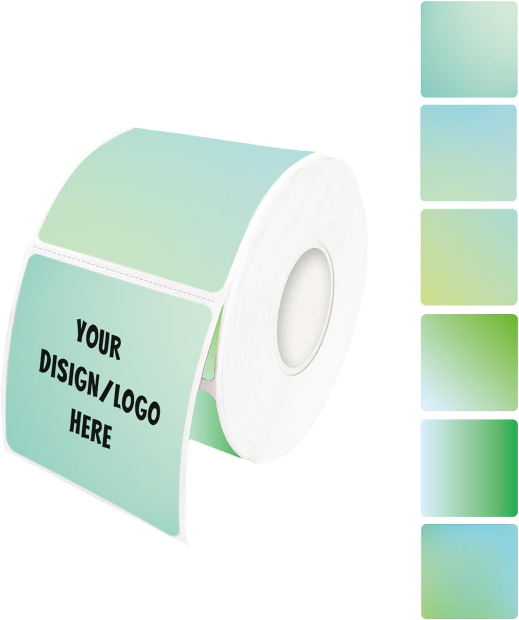 2"x2" Green Square Thermal Label Stickers,Self-Adhesive Square Direct Thermal Labels,500 Sheets with Perforation Line in ROLL by Yeachlaing