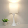 Modern Table Lamps, 3 Way Touch Control Table Lamp, Dimmable Desk Lamp, White Nightstand Lamp with Fabric Shade, Small Bedside Lamp for Living Room, Dorm,Home Office, LED Bulb Included by Seasidevillage