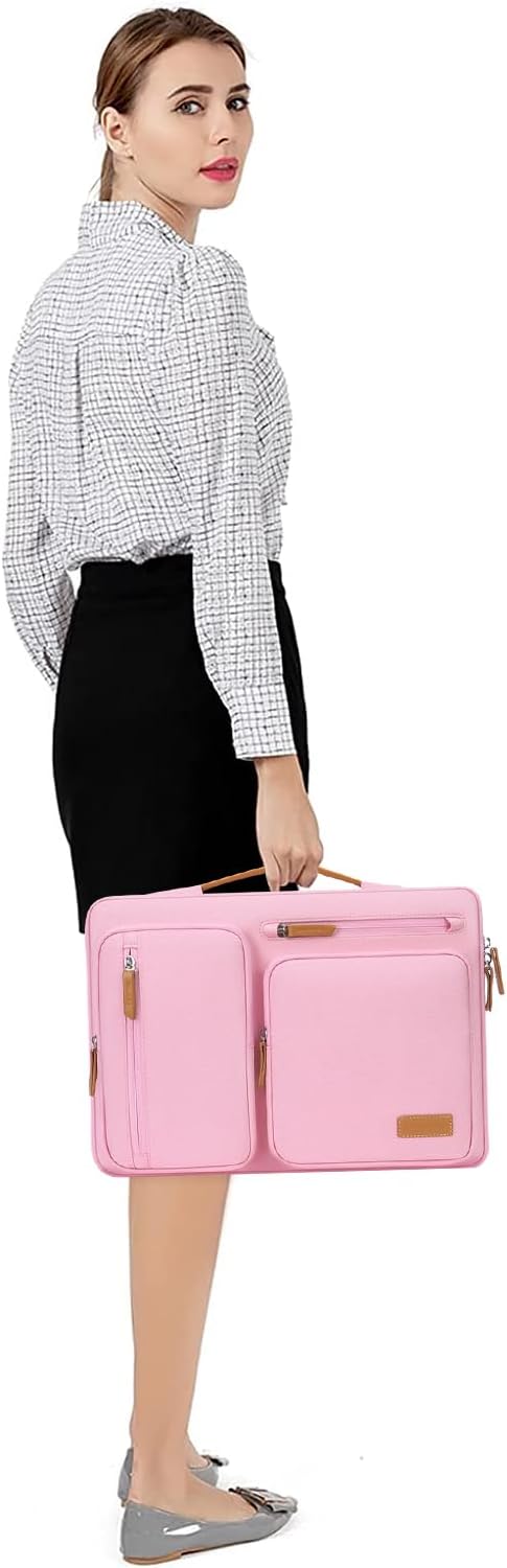 MOSISO 360 Protective Laptop Case 16 inch, 15-15.6 inch Laptop Sleeve | Compatible with MacBook Pro 16, HP Acer Dell Lenovo ASUS, Side Open Carrying Case with 4 Zipper Pockets, Pink - Image 6