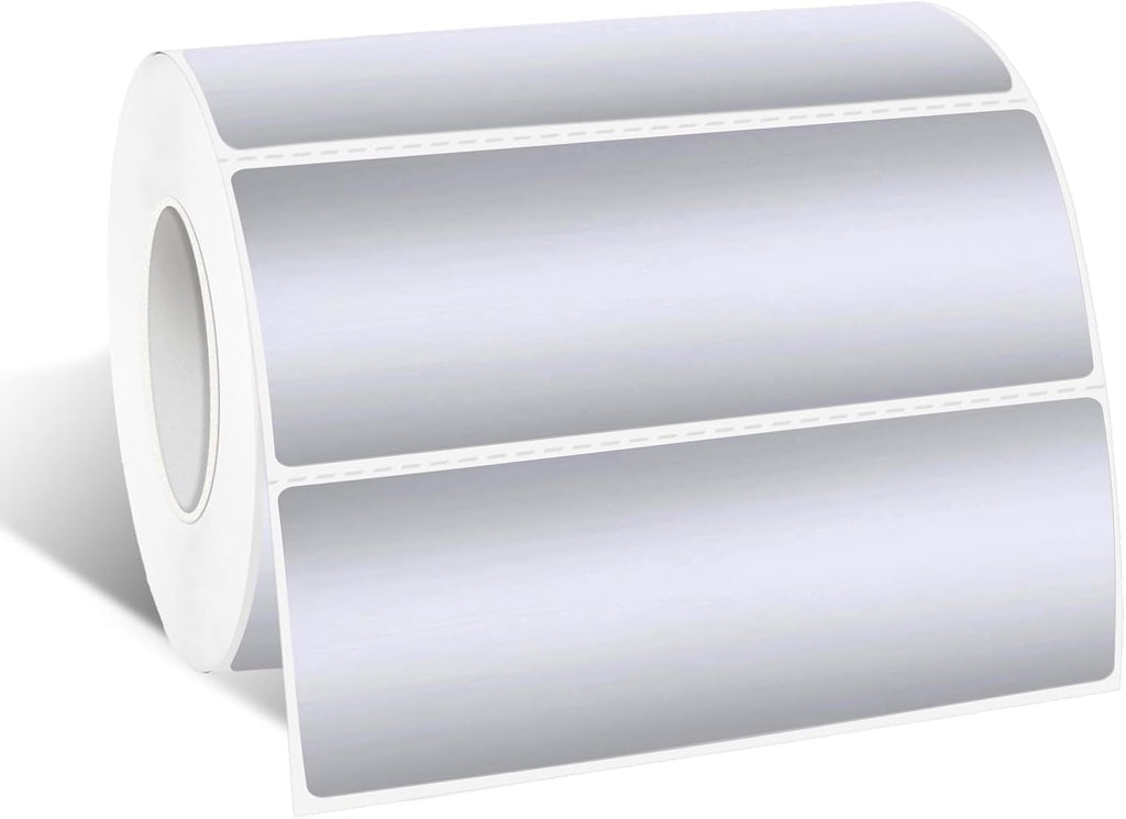 1" x 3" Silver Thermal Label Stickers,Waterproof Thermal Printer Sticker Labels for Gift Wrapping, Self-Adhesive Name Price Tag DIY Custom Logo Design (500 pcs,Silver) by Yeachlaing