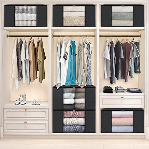 Fab totes 4 Pack Storage Bags for Clothes Blanket Storage Bins with Lids | Foldable Closet Organizers with Zippers,Window and Handles,Fabric Storage Bins for Sweater,Comforter,Bedding,Dorm essentials - Image 6