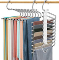 Upgrade 9 Layers Pants Hanger Space Saving Non-Slip Closet Organizer 2 Pack | Metal Space Saving Hangers Multi-Layer Multifunctional Closet Organizers Storage for Skirts Jeans Trousers(Creamy White) by Besslly