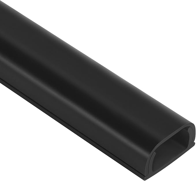 ZhiYo 43" Cord Covers for Wires on Wall, Black Cord Hider, 0.7" W x 0.4" H | Fits 2 Cords, Premium Paintable Raceway for Wall-Mounted TV, Self-Adhesive Wire Hider for Extension Cords & Ethernet Cables by ZhiYo