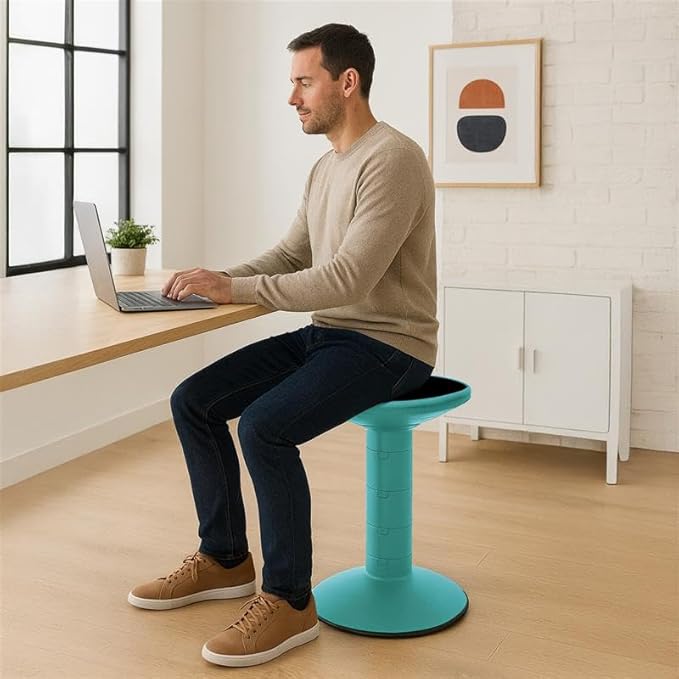 Storex Active Tilt Stool – Ergonomic Seating for Flexible Office Space and Standing Desks, Adjustable 12-24 Inch Height, Teal (00325U01C) - Image 2
