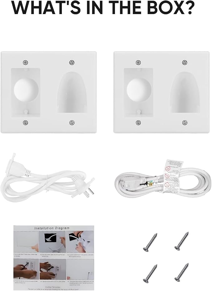 FORGING MOUNT Cord Hider for Wall Mount TV with 6.23 ft Extension Cord | White in Wall Cable Management Kit, Includes 2 Plug Plates and Hole Saw Drill Attachment for Easy Install - Image 6