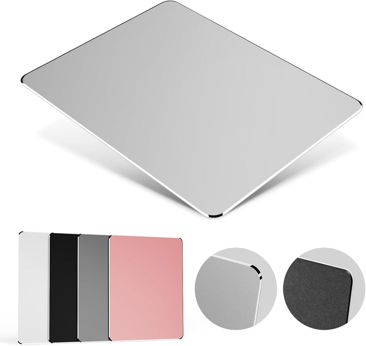 HONKID Metal Aluminum Mouse Pad for Magic Mouse 9.45 X 7.87 Inch Silver by HONKID