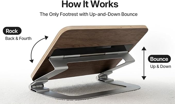 Under Desk Footrest for Active Sitting – Motion Rocking Foot Rest to Bounce & Fidget While You Work – Ergonomic Wooden Desk Foot Rest for Circulation & Focus – Hopper - Image 2