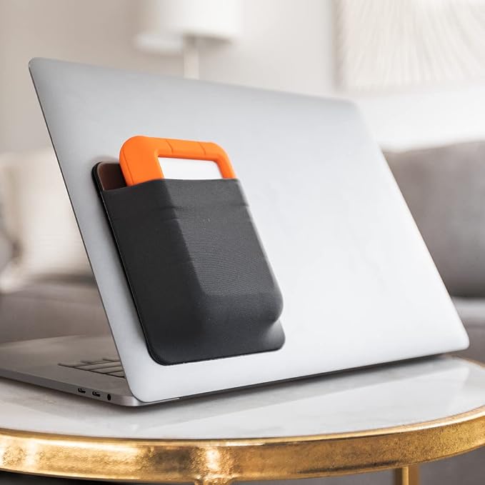 Slipdrive - Portable Hard Drive Sleeve for Laptop - HDD Hard Disk Drive - Reusable Adhesive - 5.5” x 4.5” Stick on External Hard Drive Carrying Case - Travel Pocket Pouch (Large, Black) - Image 7