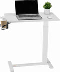 VEVOR Overbed Table, Mobile Bed Side Table with 4 Hidden Wheels, Height Adjustable Rolling Laptop Desk with Cup Holder, Portable Particleboard Over Bed Desk for Home, Office, Study, White by VEVOR