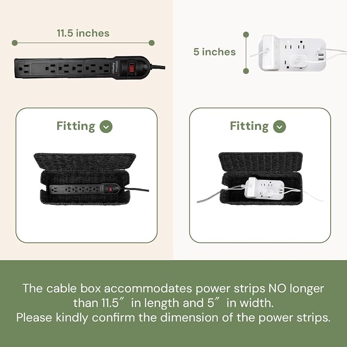 Cable Management Box, Handmade Rattan Cord Organizer for Power Strip | Open Slots Cord Hider for Power Strip, Router & USB Hub, Registered U.S. Design Patent - Image 4