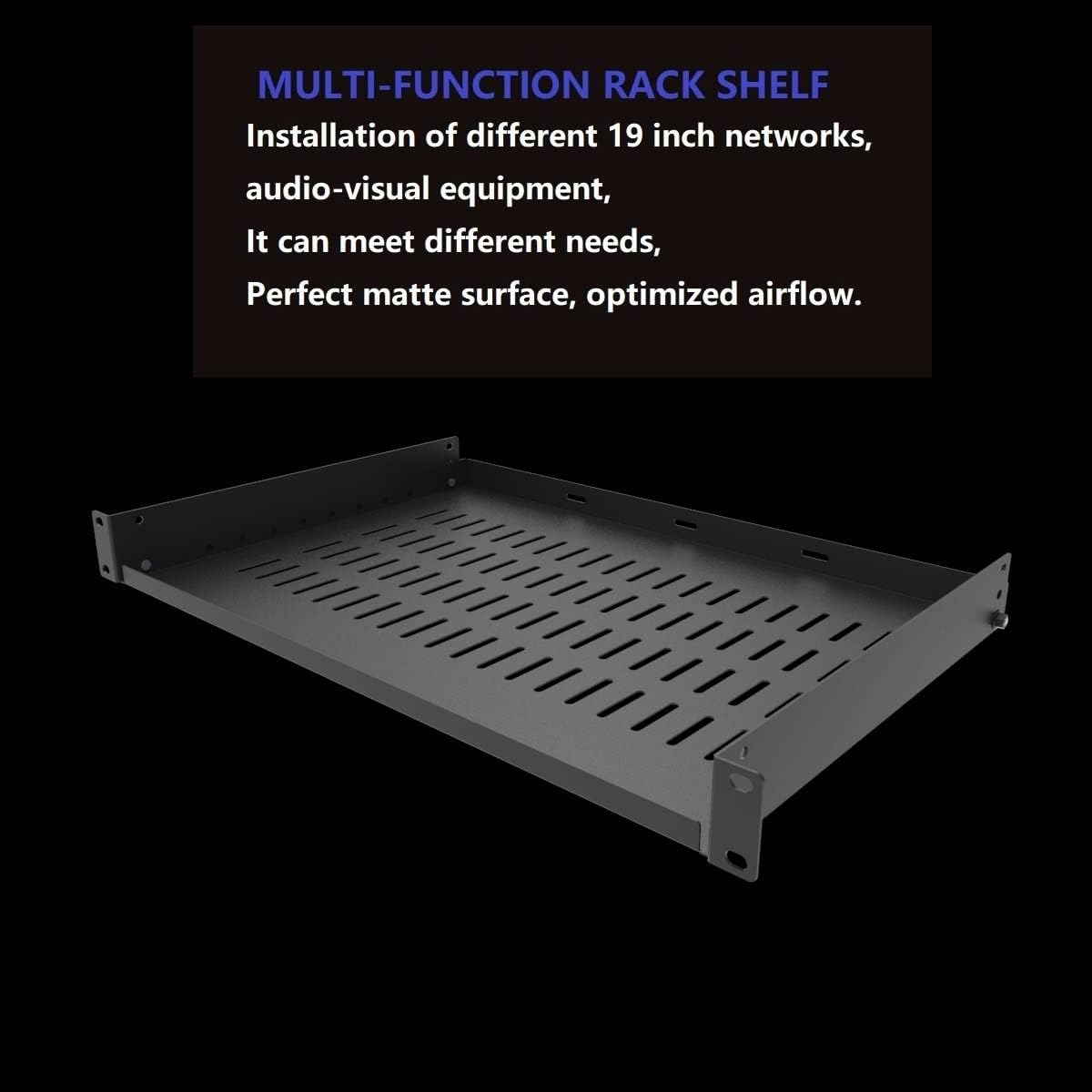 1U Vented Cantilever Server Rack Mount Shelf 12" Deep - Image 2