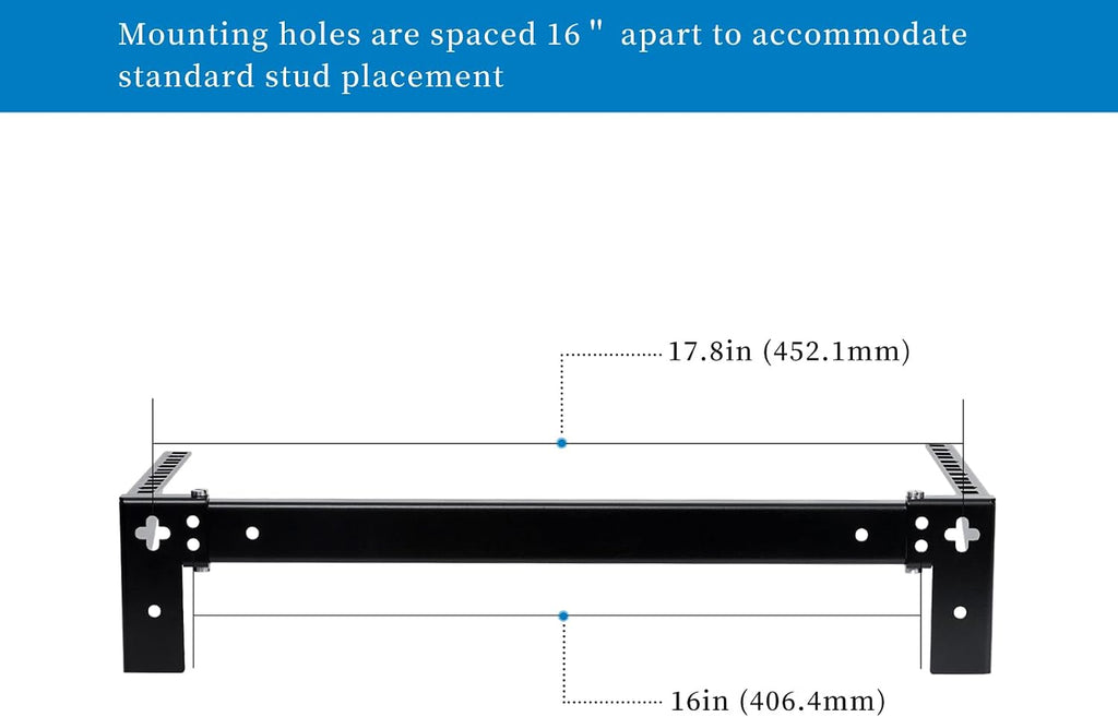 4U Vertical Wall Mount Rack - Heavy Duty 125lbs Capacity Vertical Mounting Bracket (4U) - Image 3