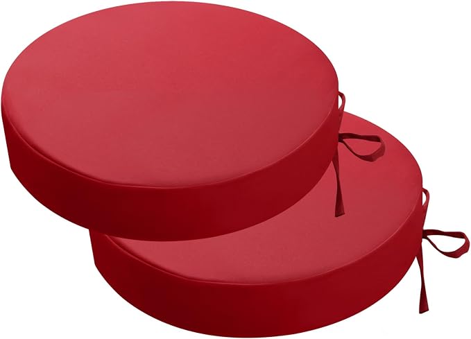 idee-home Outdoor Bistro Chair Cushions Set of 2 Think 15”x15”x 3” | Outdoor Round Seat Cushions with Ties, Waterproof Round Patio Furniture for Garden by idee-home