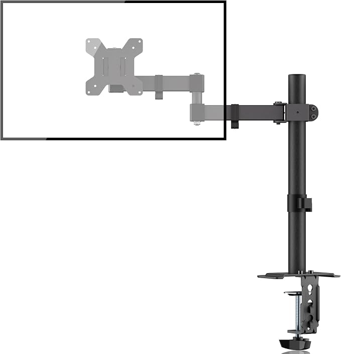 Monitor Mount Single Fully Adjustable Arm Fits One Screen 13-32 inch 22lbs for Monitor Computer Screen 13 15 17 19 20 22 23 24 26 27 30 32 inch VESA 75 100 (MD7421) by Bracwiser