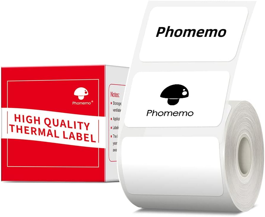Phomemo M110 Labels, Label Maker Waterproof Labels, 1.57"x1.18" (40x30mm) Multi-Purpose Square Self-Adhesive Compatible for Phomemo M110/M100/M250/M221 Label Printer, 230 Pcs/Roll, Black on White by Phomemo