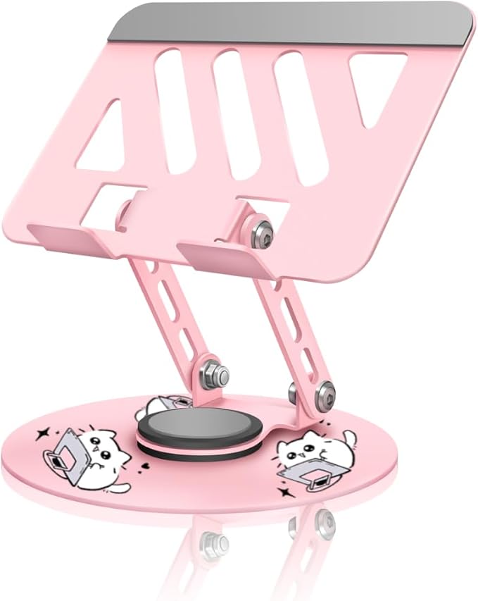Upgraded 360°Rotating Tablet Stand with Foldable Base - Cute Cat Pattern,Universal for 7-13" Devices (iPad,iPhone,Tablet,Phone) - Ideal for Desk Work,Office,Travel,Home & Painting by ZSAUTHREE