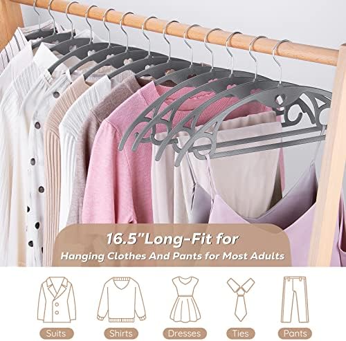 Plastic Hangers Grey Clothes Hanger 30 Pack | No Shoulder Bumps, 360°Swivel Hook, Thin, Space Saving for Closet, Fit for Suits Pants Heavy Duty Adult Coat Shirt Dress - Image 5