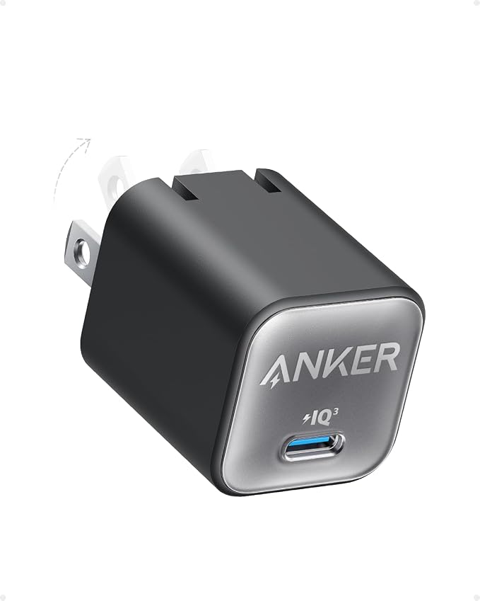 Anker Nano Phone Charger, 30W Portble and Foldable USB C GaN Charger | For iPhone 17/17 Plus/17 Pro Max/16/16 Plus/16 Pro Max/15 Pro Max, Galaxy, iPad, and MagSafe-Compatible Accessories by Unknown