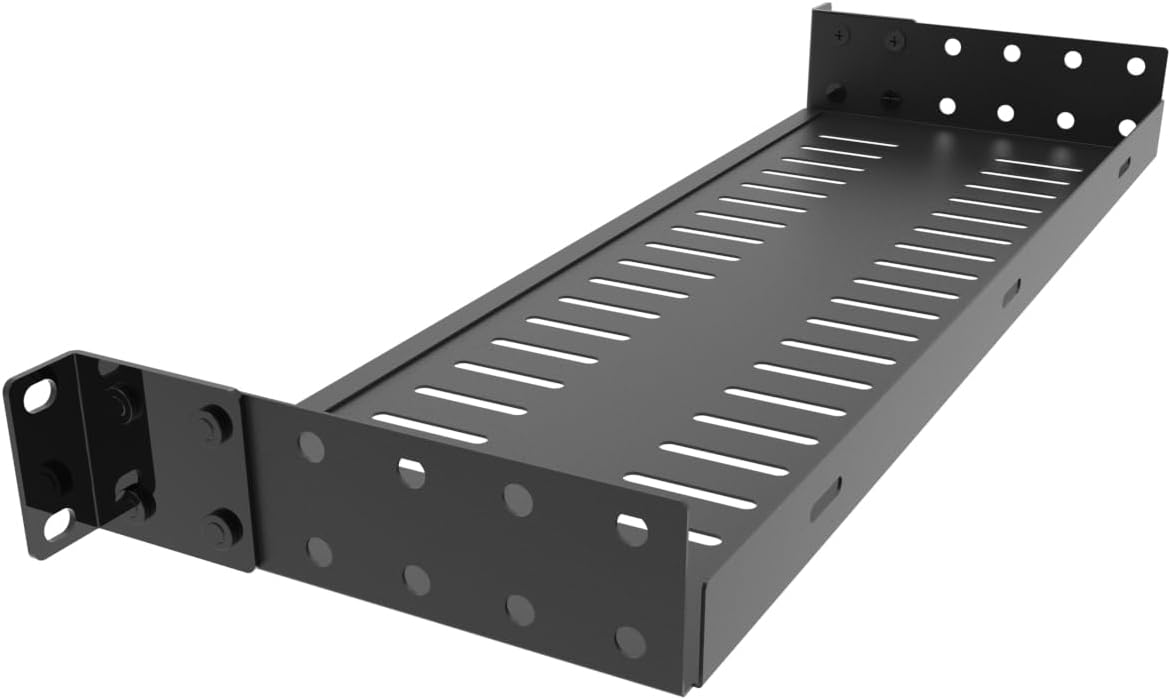 1U Vented Rack Shelf 8" Deep 44 lbs Capacity No Front Lip - Image 2