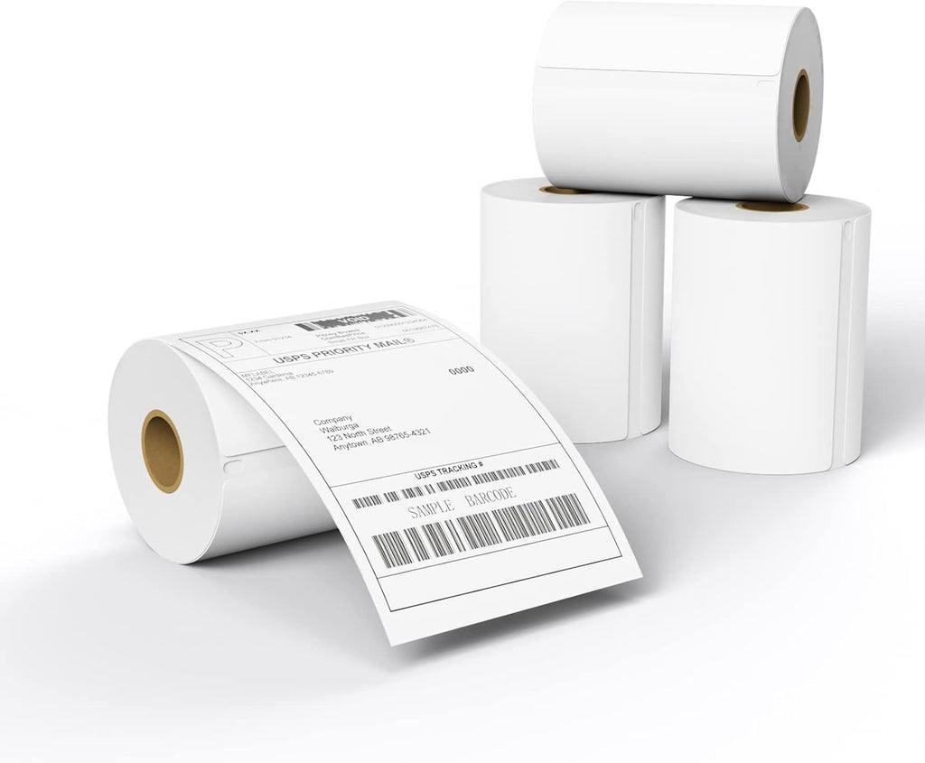MFLABEL 4x6 Direct Thermal Shipping Labels - 4 Rolls, 220 Labels/Roll, Perforated Postage Paper with Alignment Hole, Compatible with 4XL LabelWriter 1744907 & 1755120, Rollo for USPS, UPS by MFLABEL
