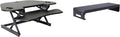 Rocelco 46" Height Adjustable Corner Standing Desk Converter with Dual Monitor Stand Bundle - Quick Sit Stand Up Computer Workstation Riser - Extra Large Keyboard Tray - Black (R CADRB-46-DMS) by Rocelco