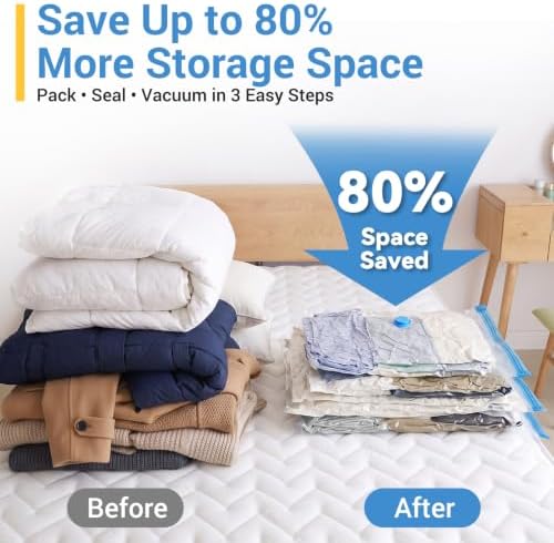 Fygrip 80% Space Saver Vacuum Storage Bags with Hand Pump, 10 Medium | Plastic Packaging Bags, Vacuum Seal Bags for Clothing, Travel Lugggage, Blankets, Comforters - Image 2
