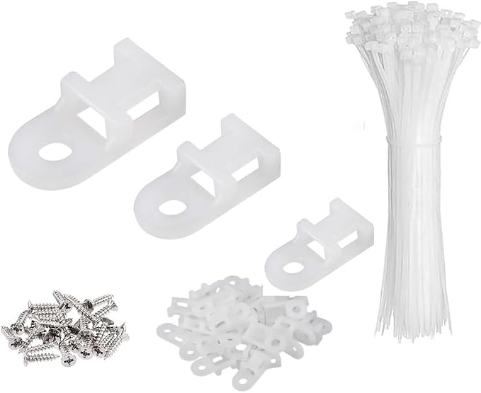 White Cable Zip Tie Mounts Kit-50 Pcs Cable Zip Tie Saddle Type Mounts Base With 50 Pcs 6" Cable Ties and 50 Pcs Tapping Screw, Wire Cable Clips Organizer Holders Clamps by Unknown
