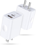 [2-Pack]Pixel 9 Fast Charging Block Type C Android Wall Plug for Google Pixel 10 10 Pro XL 9a 9 Pro XL 8A 8 Pro 7 6 Watch 3/2,20W USB C Wall Charger 2-Port PD Power Adapter+ QC Wall Cube for iPhone 16 by Pukiou